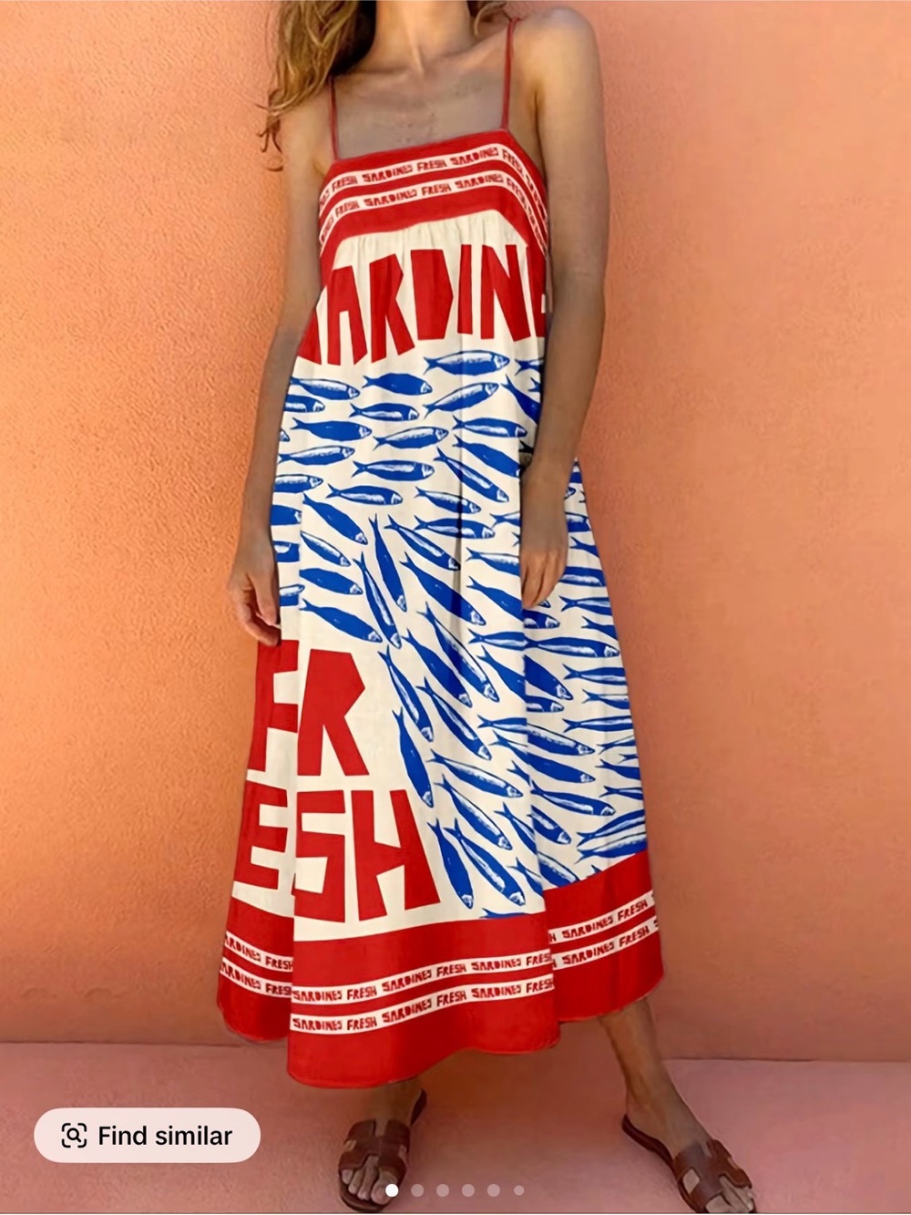 Fresh Sardines Graphic Sundress in Red, White & Blue